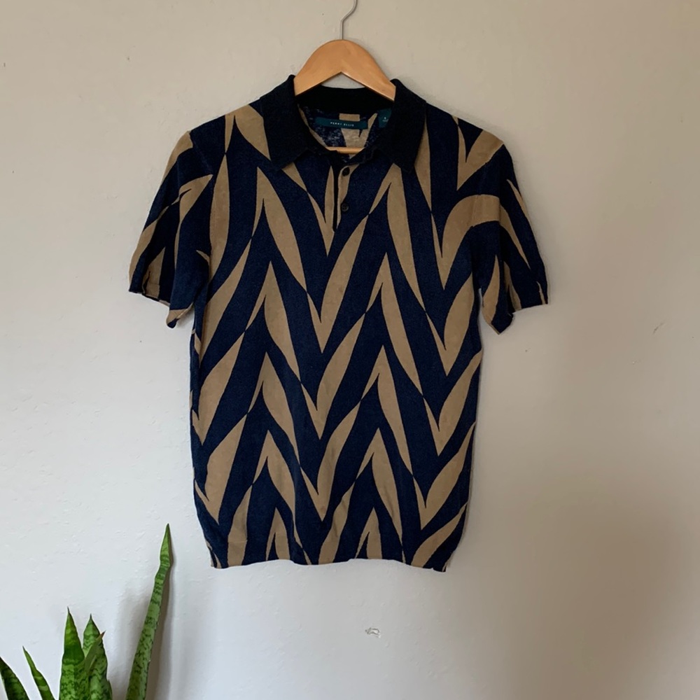 Knit Perry Ellis Polo - Geometric pattern